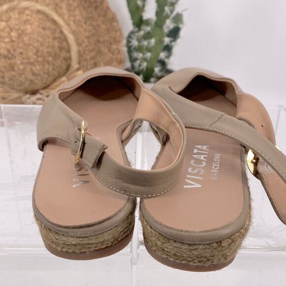 Viscata  Flat Espadrille Sling Back Sandals Comfort Leather Tan size 11 - Picture 4 of 12